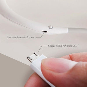 Portable Mini Fan Double Wind Heads Neckband Fan with USB Rechargeable for Traveling Outdoor Sports