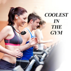 Portable Mini Fan Double Wind Heads Neckband Fan with USB Rechargeable for Traveling Outdoor Sports
