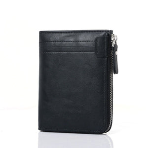 RFID Protection PU Leather Wallets for Men With Zipper Coin Purse Card Holder Casual Cash Wallet