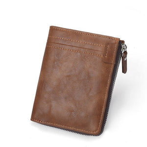 RFID Protection PU Leather Wallets for Men With Zipper Coin Purse Card Holder Casual Cash Wallet