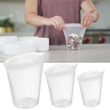 Load image into Gallery viewer, 3Pcs Reusable Silicone Food Storage Bags Zip Top Leakproof Containers