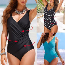 Load image into Gallery viewer, Womens Sexy Summer Push Up Plus Size Dot Plunge One-Piece Swimsuit