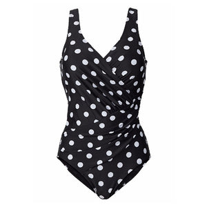 Womens Sexy Summer Push Up Plus Size Dot Plunge One-Piece Swimsuit