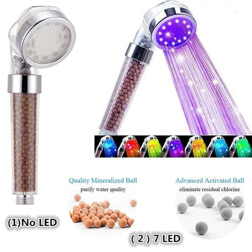 LED Shower Head Pressurized rain Shower head Colorful Led Water Saving High Pressure Home Handheld Nozzle