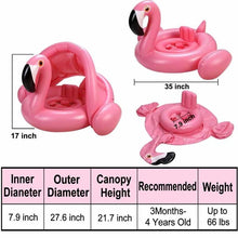 Load image into Gallery viewer, Flamingo Baby Float with Canopy Swimming Floats for Kids Pool Party Supplies Swimming Ring Baby Accessories