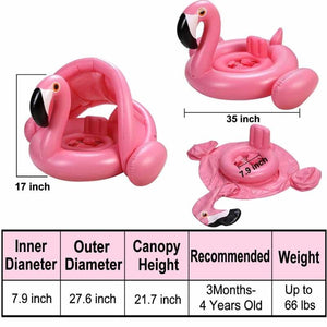 Flamingo Baby Float with Canopy Swimming Floats for Kids Pool Party Supplies Swimming Ring Baby Accessories