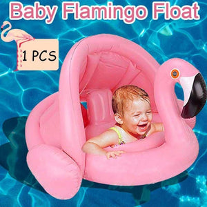 Flamingo Baby Float with Canopy Swimming Floats for Kids Pool Party Supplies Swimming Ring Baby Accessories