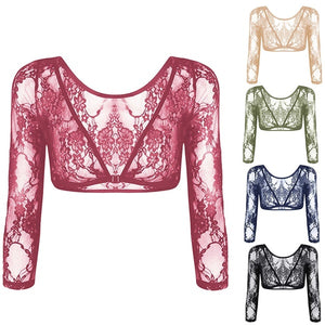 Seamless Arm Shaper Sleevey Wonders Women's Lace V-neck Perspective Cardigan