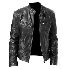 Load image into Gallery viewer, Men Vintage Cool Motorcycle Jacket Leather Long Sleeve Autumn Winter Coat