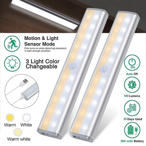 20LED 3-Color Mode Motion Sensor Closet Lights Wireless Under Cabinet Lighting