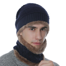 Load image into Gallery viewer, Winter Knitted Scarf &amp; Hat for Men and Women Windproof Fleece Lined Bonnet Beanies