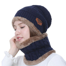 Load image into Gallery viewer, Winter Knitted Scarf &amp; Hat for Men and Women Windproof Fleece Lined Bonnet Beanies