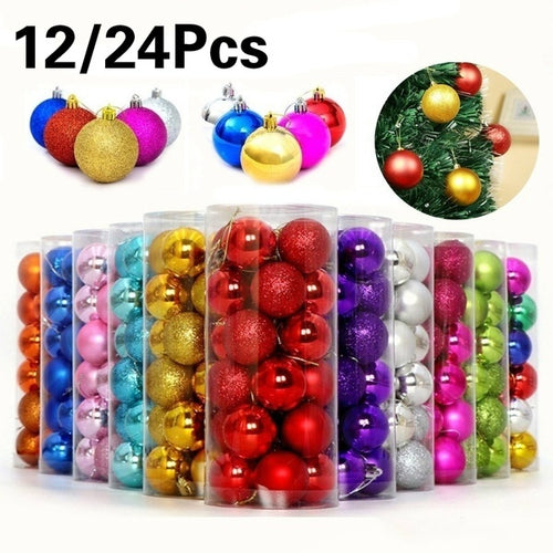 12/24PCS Christmas Tree Hanging Ball Decoration Christmas Xmas Ball