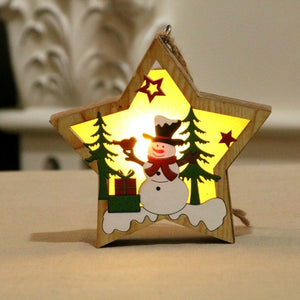 Christmas Decoration Wooden Luminous Pendant