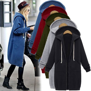 Women Hoodie Long Sleeve Hoodie Sweatshirts Coat Casual Pockets Zipper Solid Tops