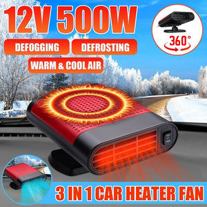 500W 12V Car Defroster Car Electrical Appliances 360° Rotaing Car Windscreen Electric Warmer Heater
