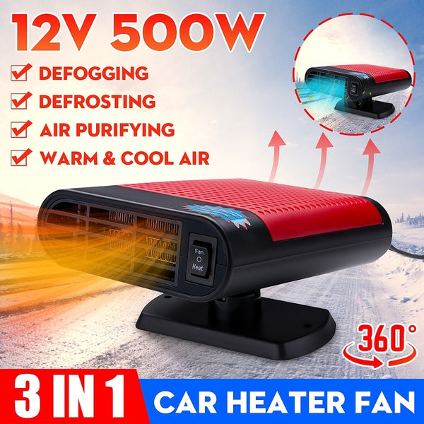 500W 12V Car Defroster Car Electrical Appliances 360° Rotaing Car Windscreen Electric Warmer Heater