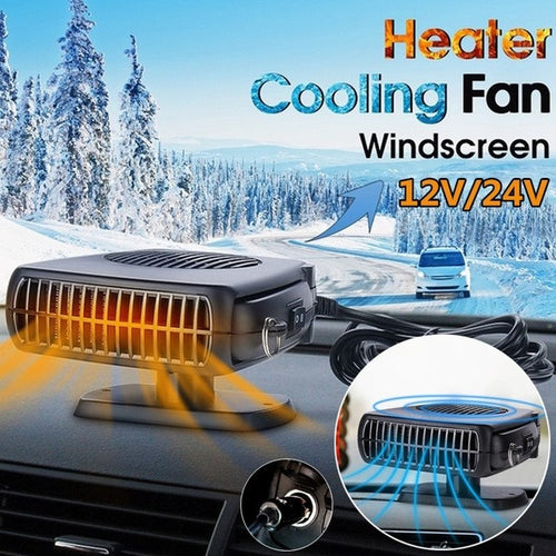 2 in 1 12V 24V Car Heater Cooling Fan Portable Handhold Auto Windscreen Demister Defroster