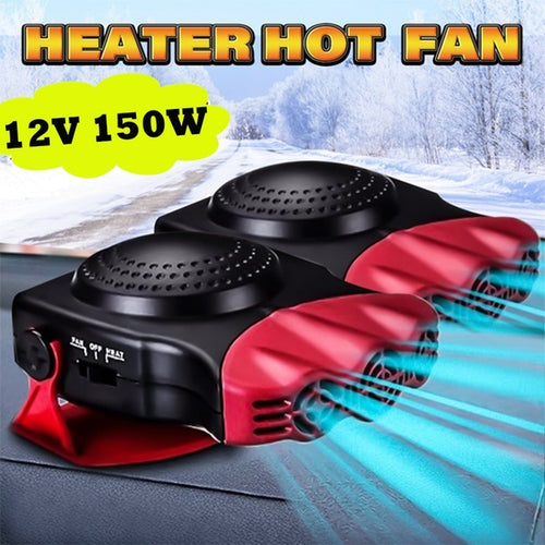 12V Portable Car Multi-function 2 in 1 Heater Three-hole Defrost Defogging Heater Heating & Cooling Fan 180 Rotation