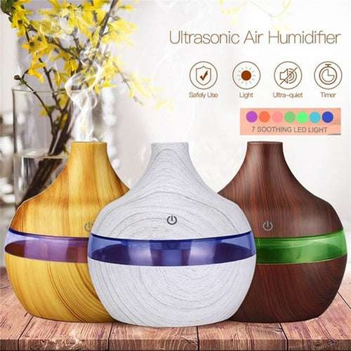 300ml USB Electric Aroma Air Diffuser Wood Ultrasonic Air humidifier Oil Diffuser