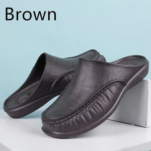Men's Fashion Non-slip Leather Slippers Casual Slippers Outdoor Shoes
