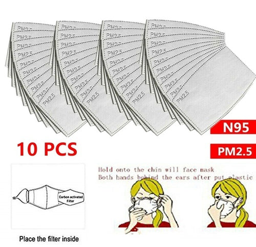 10Pcs/20 Pcs/50 Pcs 5 Layers Face Mask Filter PM2.5 Filter Activated Carbon Breathing Filters