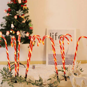 6 Pcs Christmas Light Pathway Candy Cane Walkway Light Usb Powered Street Lamp