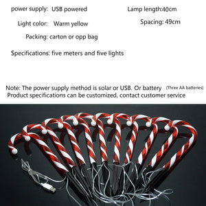 6 Pcs Christmas Light Pathway Candy Cane Walkway Light Usb Powered Street Lamp
