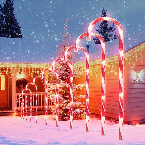 6 Pcs Christmas Light Pathway Candy Cane Walkway Light Usb Powered Street Lamp