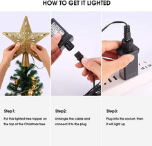 Load image into Gallery viewer, Christmas Tree Topper Lighted Star Tree Toppers with LED Rotating Snowflake Projector Lights