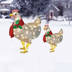 Light-Up Chicken Christmas Ornaments Solar Powered with LED light