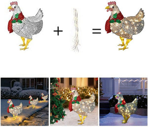 Light-Up Chicken Christmas Ornaments Solar Powered with LED light
