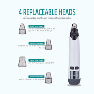 Rechargeable Electric Vacuum Blackhead Remover Cleanser with 4 Replaceable Heads