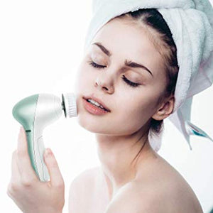 Electric Facial Cleansing Brush with 11 Brush Heads，Flexible Waterproof Powered Brush for Deep Cleaning