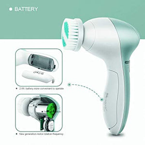 Electric Facial Cleansing Brush with 11 Brush Heads，Flexible Waterproof Powered Brush for Deep Cleaning