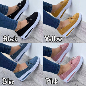 Women Solid Color Wedges Loafers Vintage Lightweight Platform Comfortable Shoes