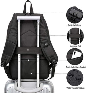 Anti-Theft Backpack with USB Charging Port and Earphone Port with Lock Slim Water Resistant Bag