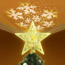 Load image into Gallery viewer, Christmas Tree Topper Lighted Star Tree Toppers with LED Rotating Snowflake Projector Lights