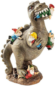 Dinosaur Eating Gnomes Garden Statues Art Decor
