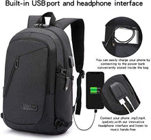 Load image into Gallery viewer, Anti-Theft Backpack with USB Charging Port and Earphone Port with Lock Slim Water Resistant Bag