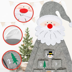 24 Days Pockets Xmas Countdown Calendar Decorations Wall Hanging Decoration