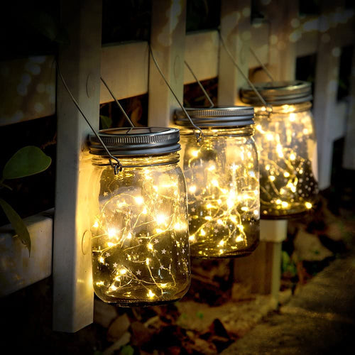 3 Pack Waterproof Solar Lights Outdoor Mason Jar with String Lights