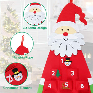 24 Days Pockets Xmas Countdown Calendar Decorations Wall Hanging Decoration