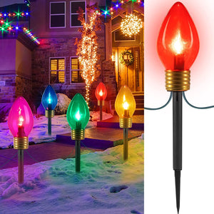 Christmas Lights Outdoor Lawn Decorations with Pathway Marker Stakes