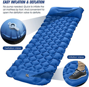 Inflatable Camping Mat with Pillow Built-in Pump