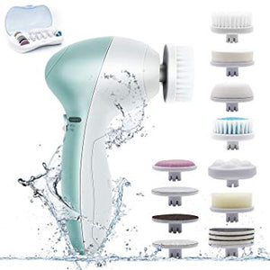 Electric Facial Cleansing Brush with 11 Brush Heads,Flexible Waterproof Powered Brush for Deep Cleaning