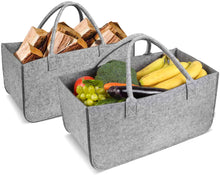 Load image into Gallery viewer, Firewood Basket Storage Felt Bag Wood Log Carrier Shopping Bag Magazine Rack Basket with Handle