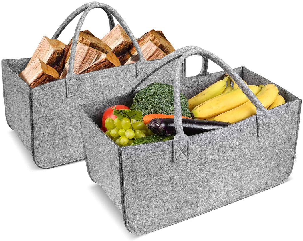 Firewood Basket Storage Felt Bag Wood Log Carrier Shopping Bag Magazine Rack Basket with Handle