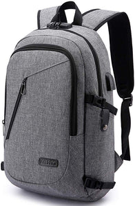 Anti-Theft Backpack with USB Charging Port and Earphone Port with Lock Slim Water Resistant Bag