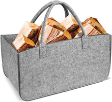 Load image into Gallery viewer, Firewood Basket Storage Felt Bag Wood Log Carrier Shopping Bag Magazine Rack Basket with Handle